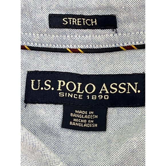 US Polo Assn Mens Button-Down Shirt Size Large Blue Stretch - Picture 6 of 9